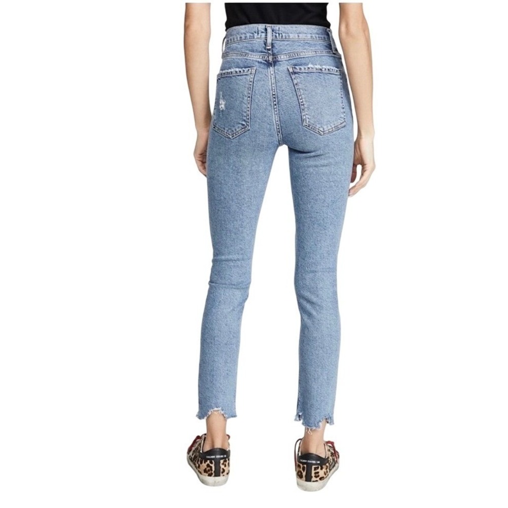 AGOLDE Nico High Rise Straight Leg Jeans Light Wash Distressed Raw Hem Size 25 - Picture 16 of 16